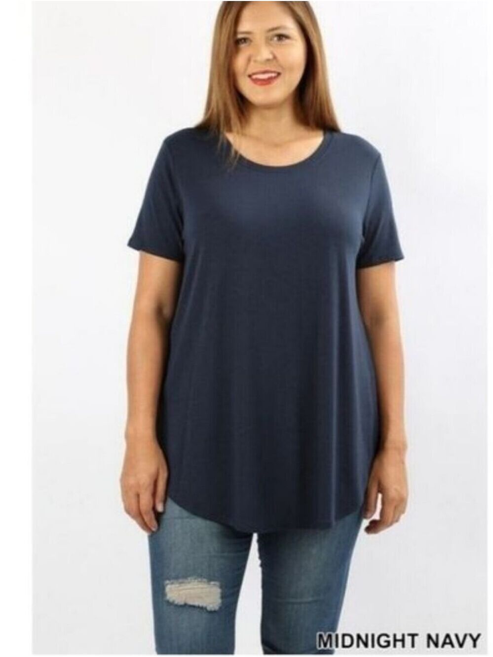 ZENANA Short Sleeve Midnight Navy Top Size Small NWT